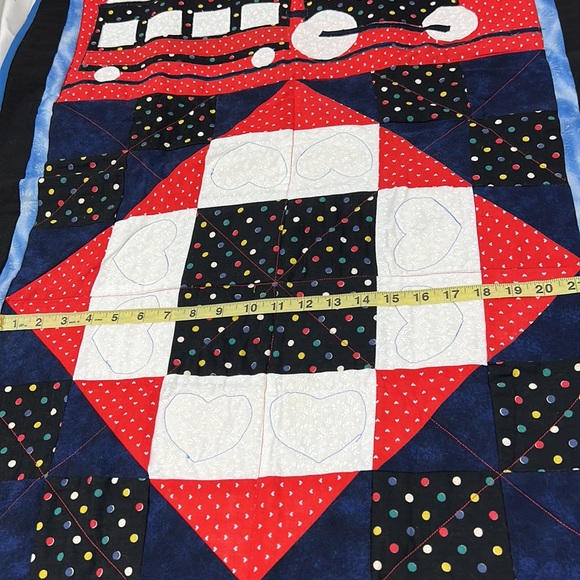 Handmade Appliqué Choo Choo Train Baby / Lap Quilt ~ 38” x 27” - Picture 9 of 12